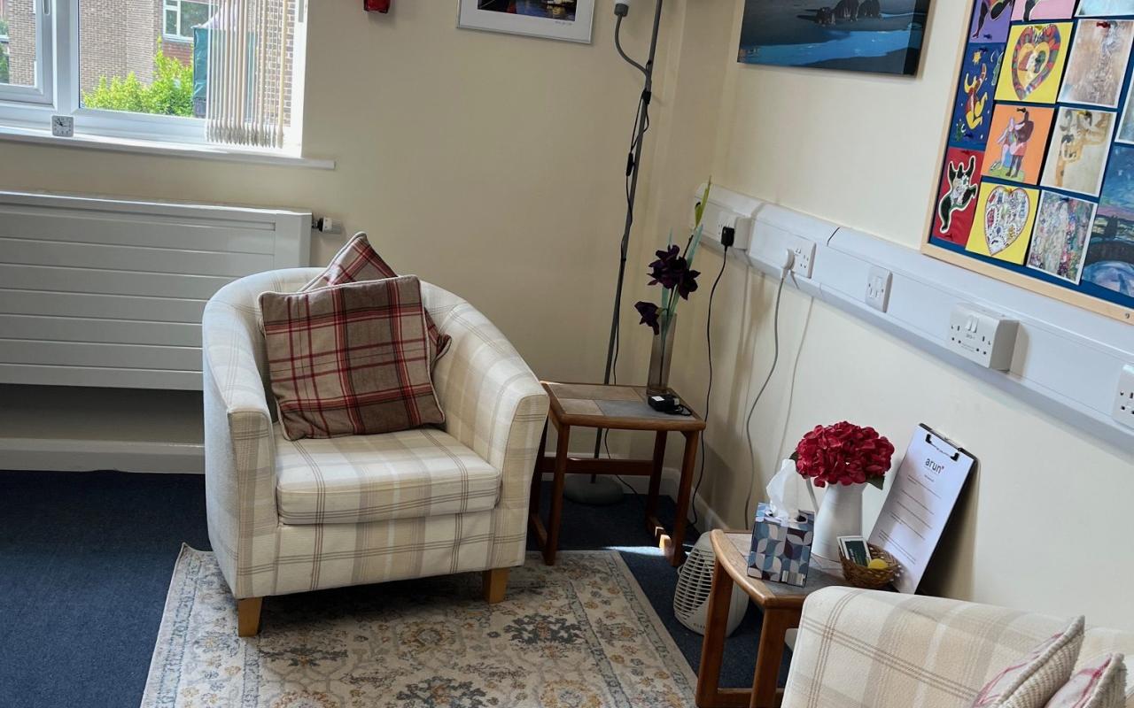 A consultation room at Arun Counselling
