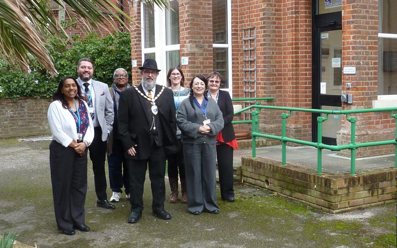 Mayor and ACC staff outside the centre