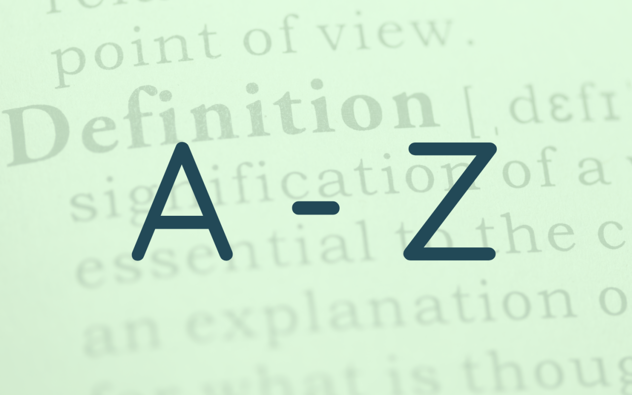 A-Z text overlayed over dictionary entry for definition